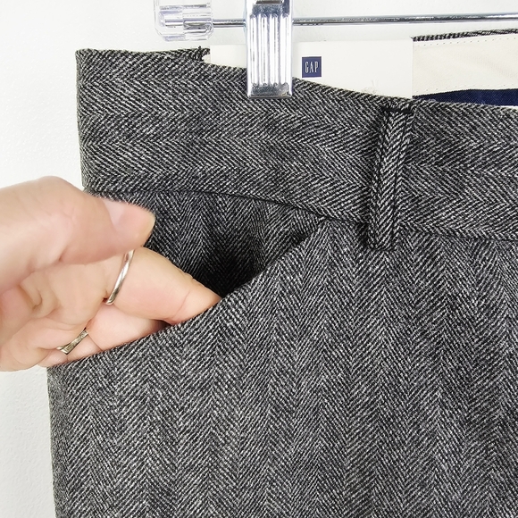 Gap Modern Fit Flare Wool Blend Trousers Herringbone Pattern NWT - Picture 7 of 11